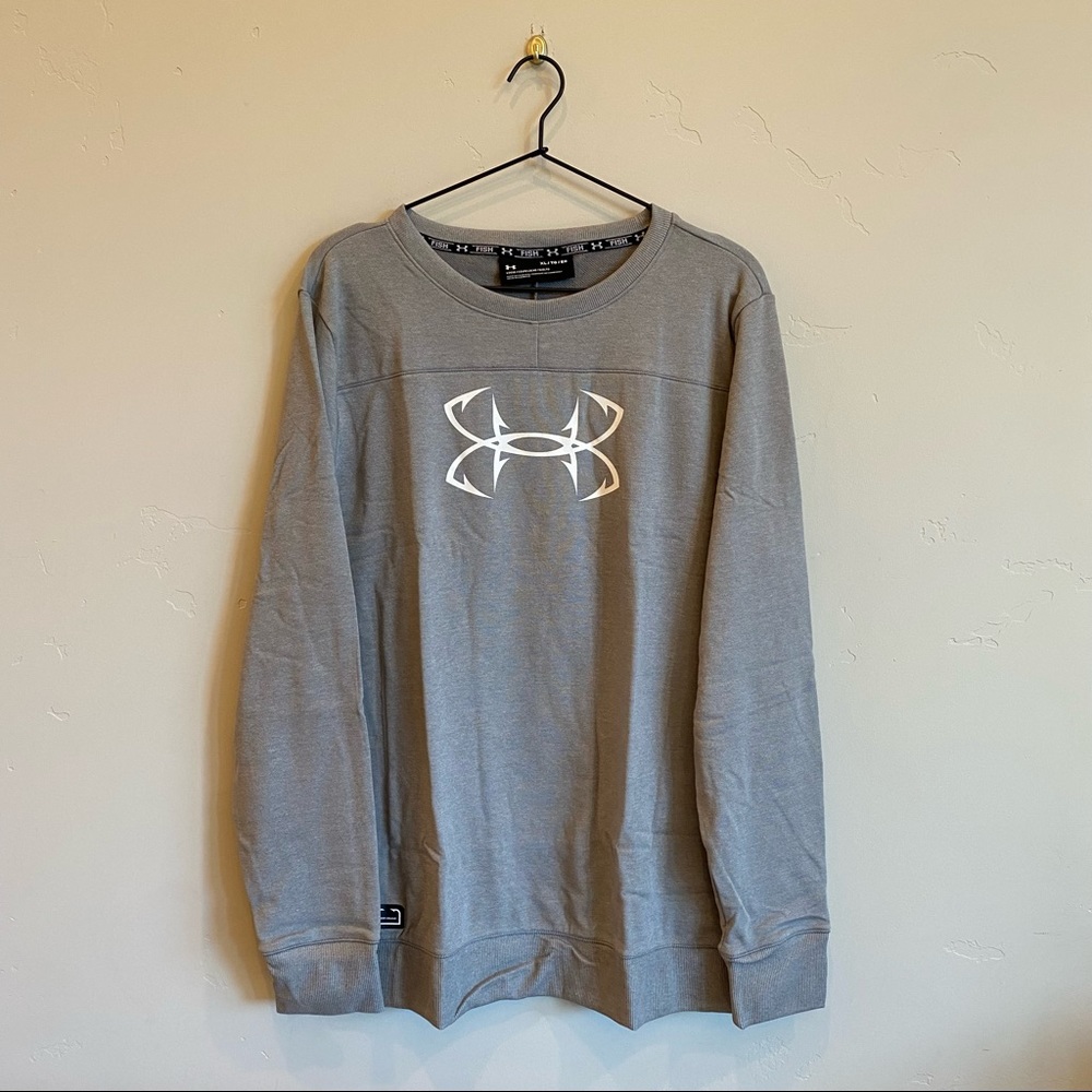 UNDER ARMOUR Grey Fish Threadborne Shoreline Crew Sweatshirt Woman’s